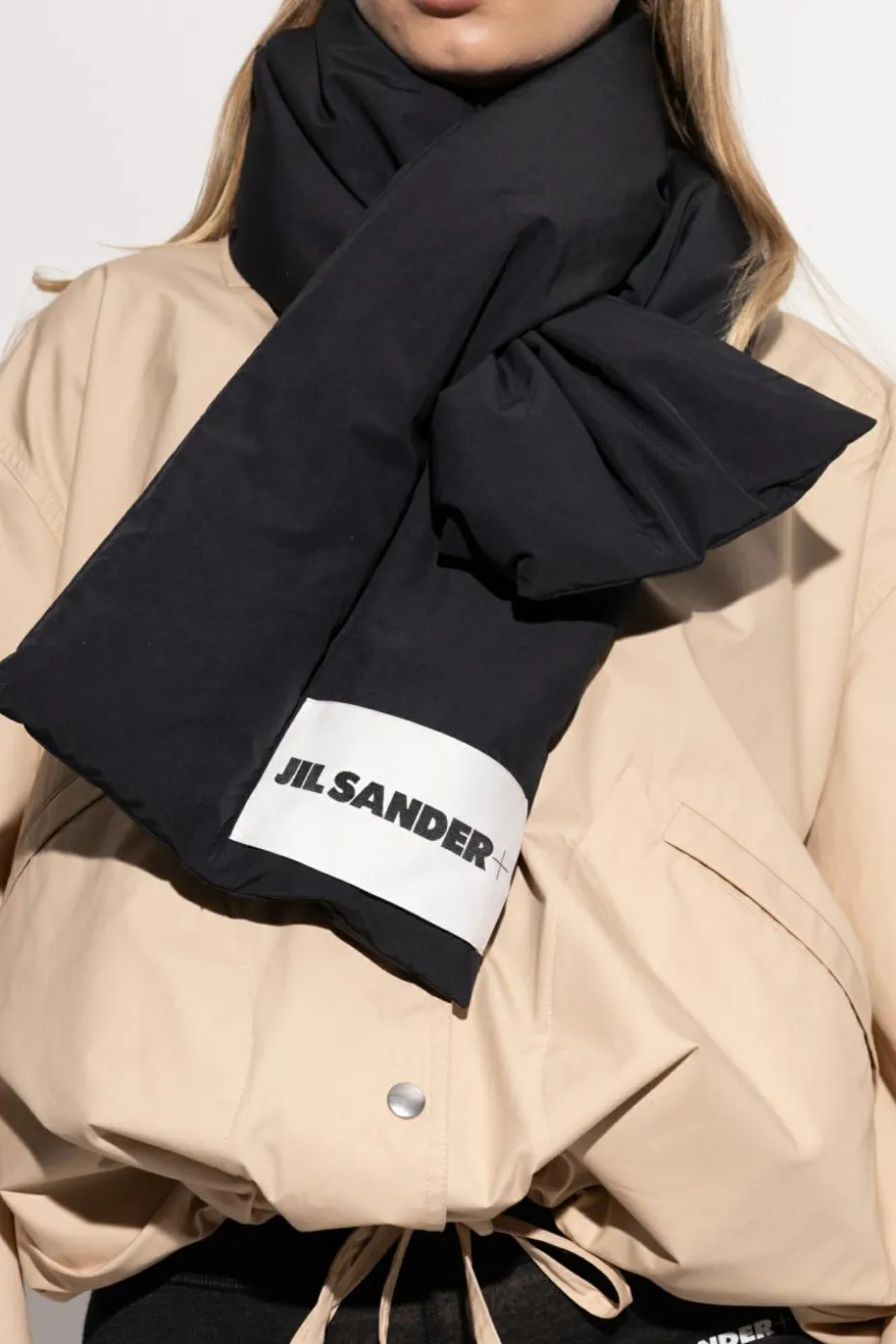 JIL SANDER+ BLACK Scarf with logo