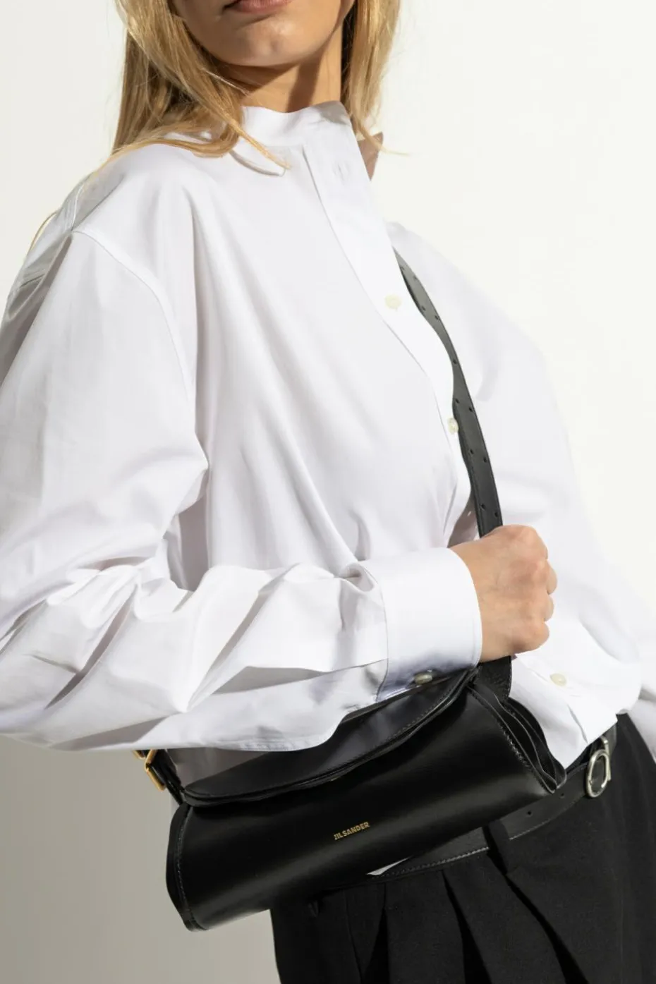 JIL SANDER BLACK Shoulder bag Cannolo Mini Wave