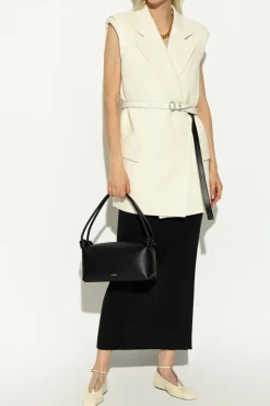 JIL SANDER BLACK Striped skirt