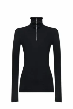JIL SANDER+ BLACK Top with stand-up collar