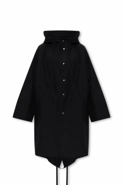 JIL SANDER BLACK Waterproof parka with logo