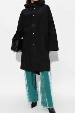 JIL SANDER BLACK Waterproof parka with logo