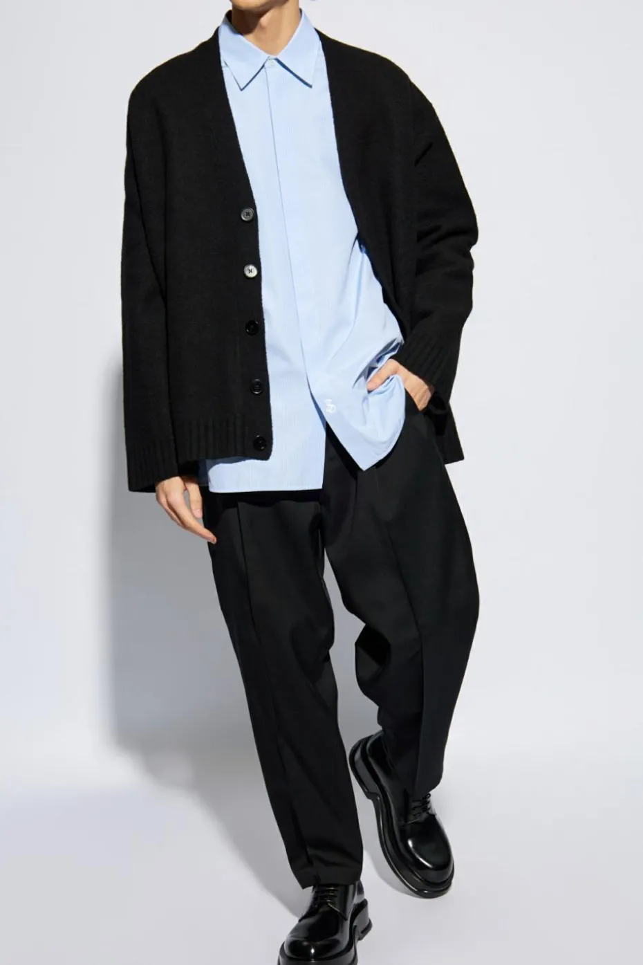 JIL SANDER BLACK Wool cardigan
