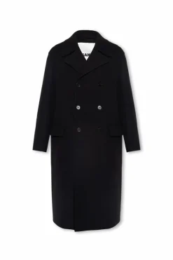 JIL SANDER BLACK Wool coat