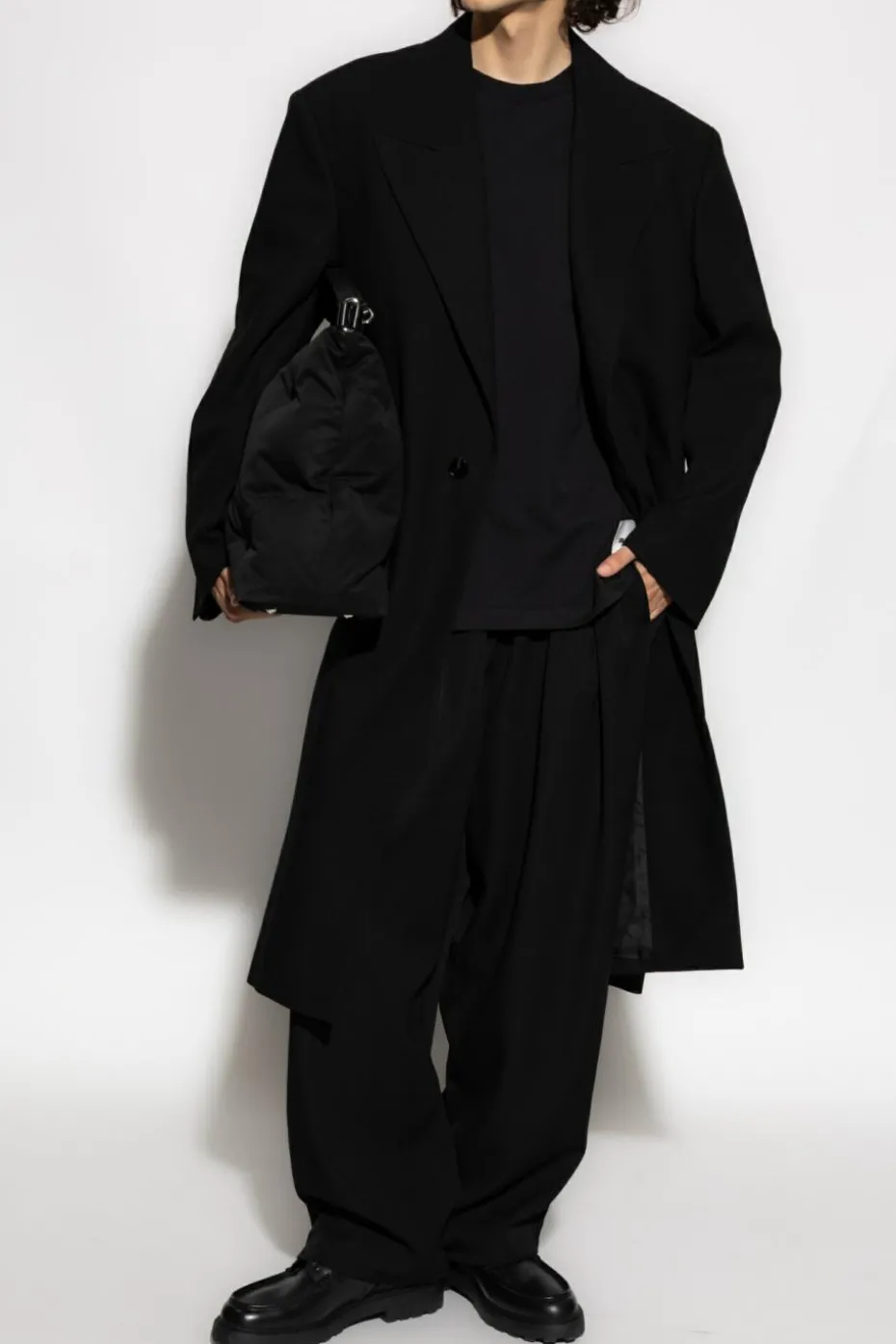 JIL SANDER BLACK Wool coat