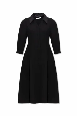 JIL SANDER BLACK Wool dress