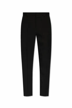 JIL SANDER BLACK Wool pleat-front trousers