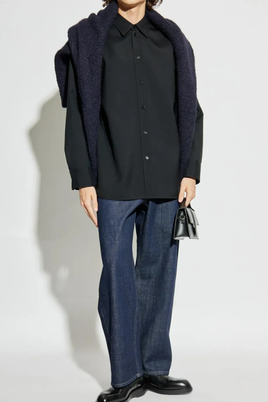 JIL SANDER BLACK Wool shirt