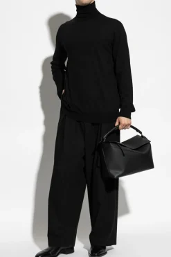 JIL SANDER BLACK Wool turtleneck