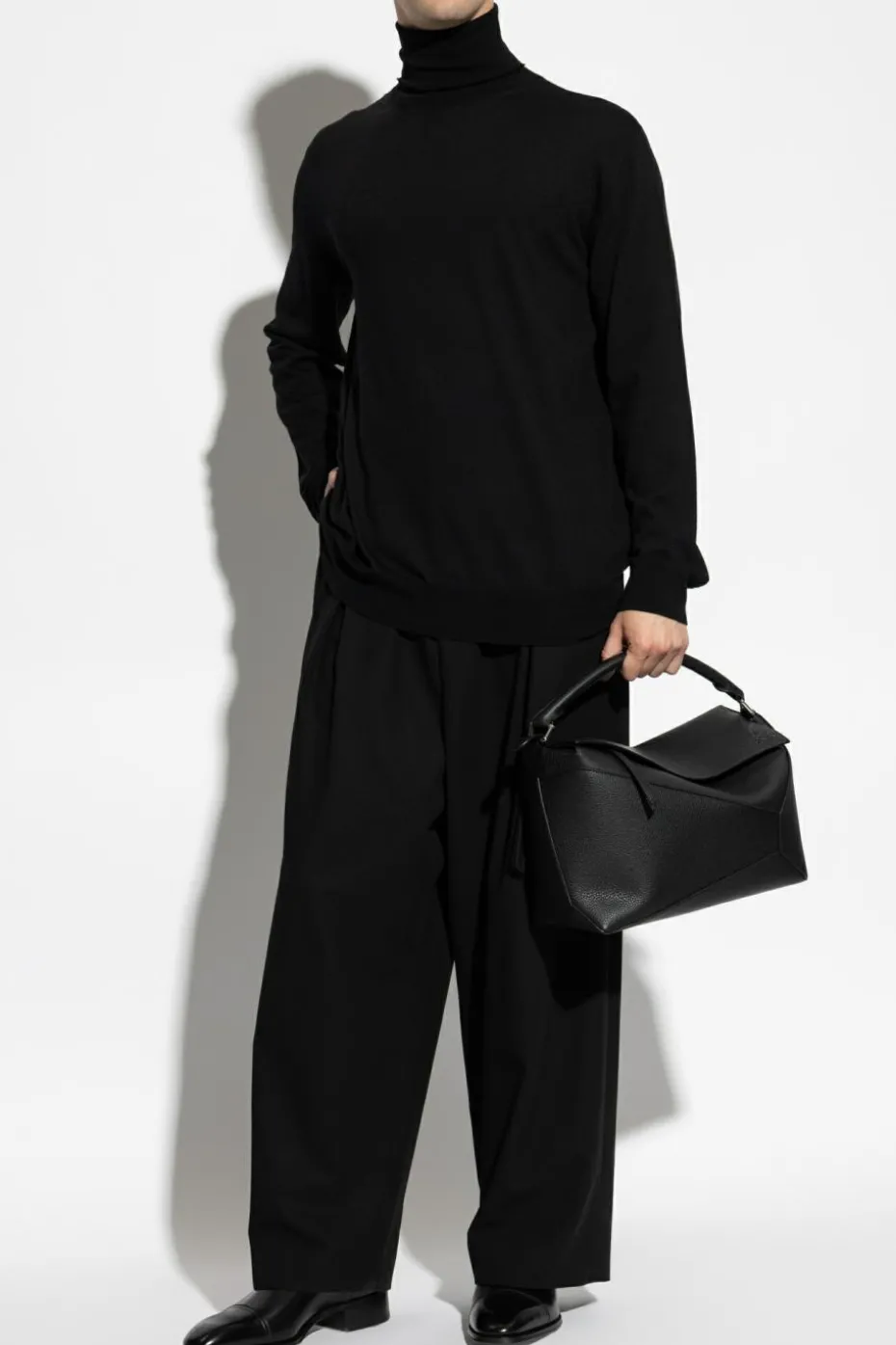 JIL SANDER BLACK Wool turtleneck
