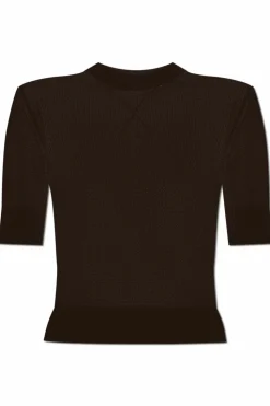 JIL SANDER+ BROWN Top with embroidered logo