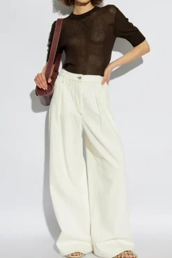 JIL SANDER+ BROWN Top with embroidered logo