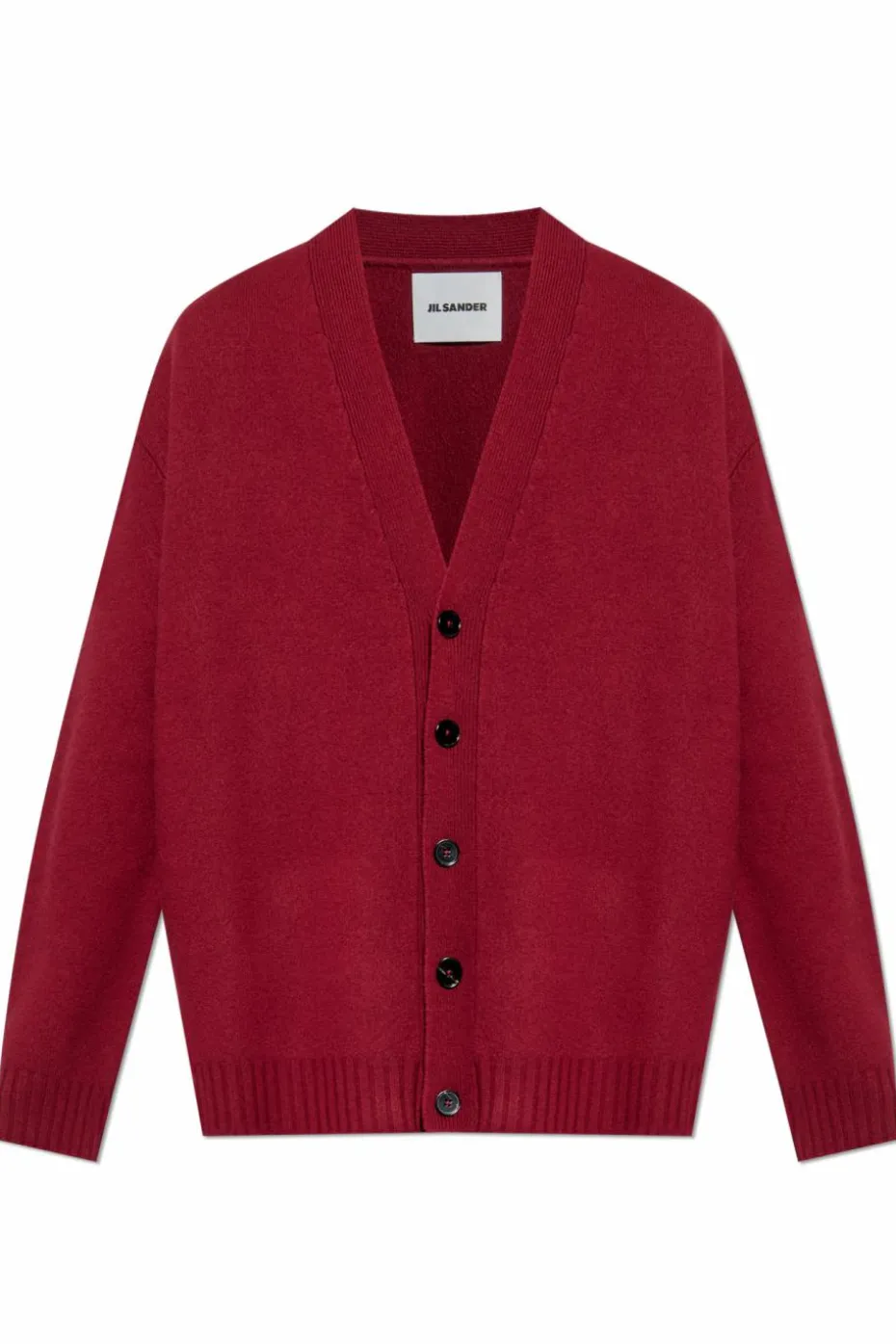 JIL SANDER BURGUNDY Wool cardigan
