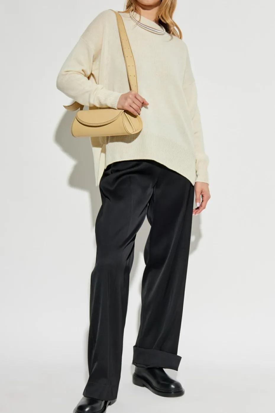 JIL SANDER cream Cashmere sweater
