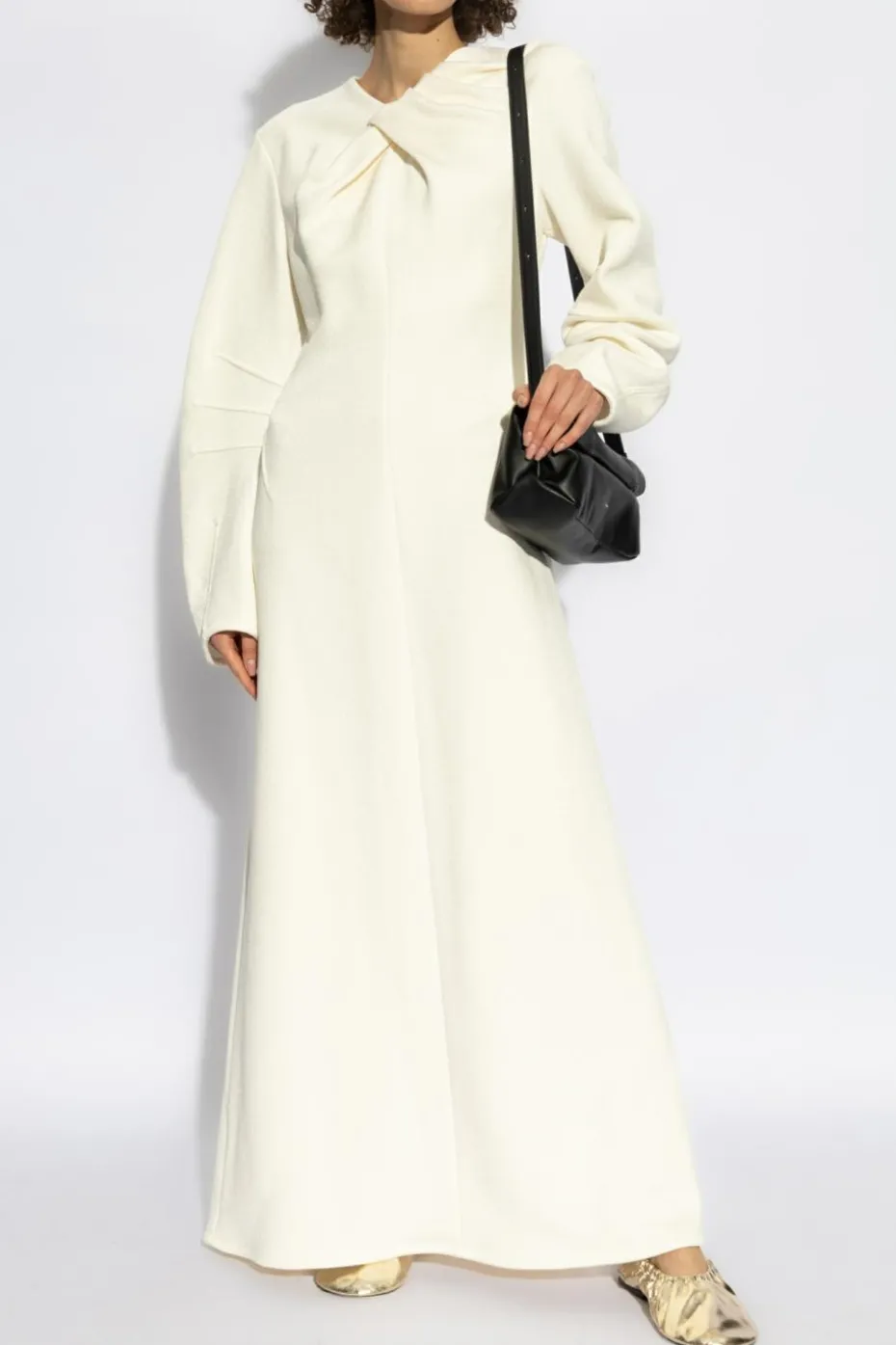JIL SANDER cream Dress with Draping