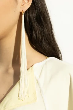 JIL SANDER cream Earrings with long tassels