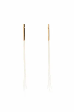 JIL SANDER cream Earrings with long tassels