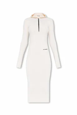 JIL SANDER+ cream Hoodie dress