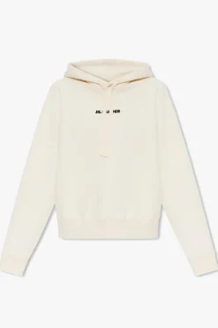 JIL SANDER+ cream Hoodie with logo