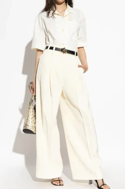 JIL SANDER cream Pleated crease pants
