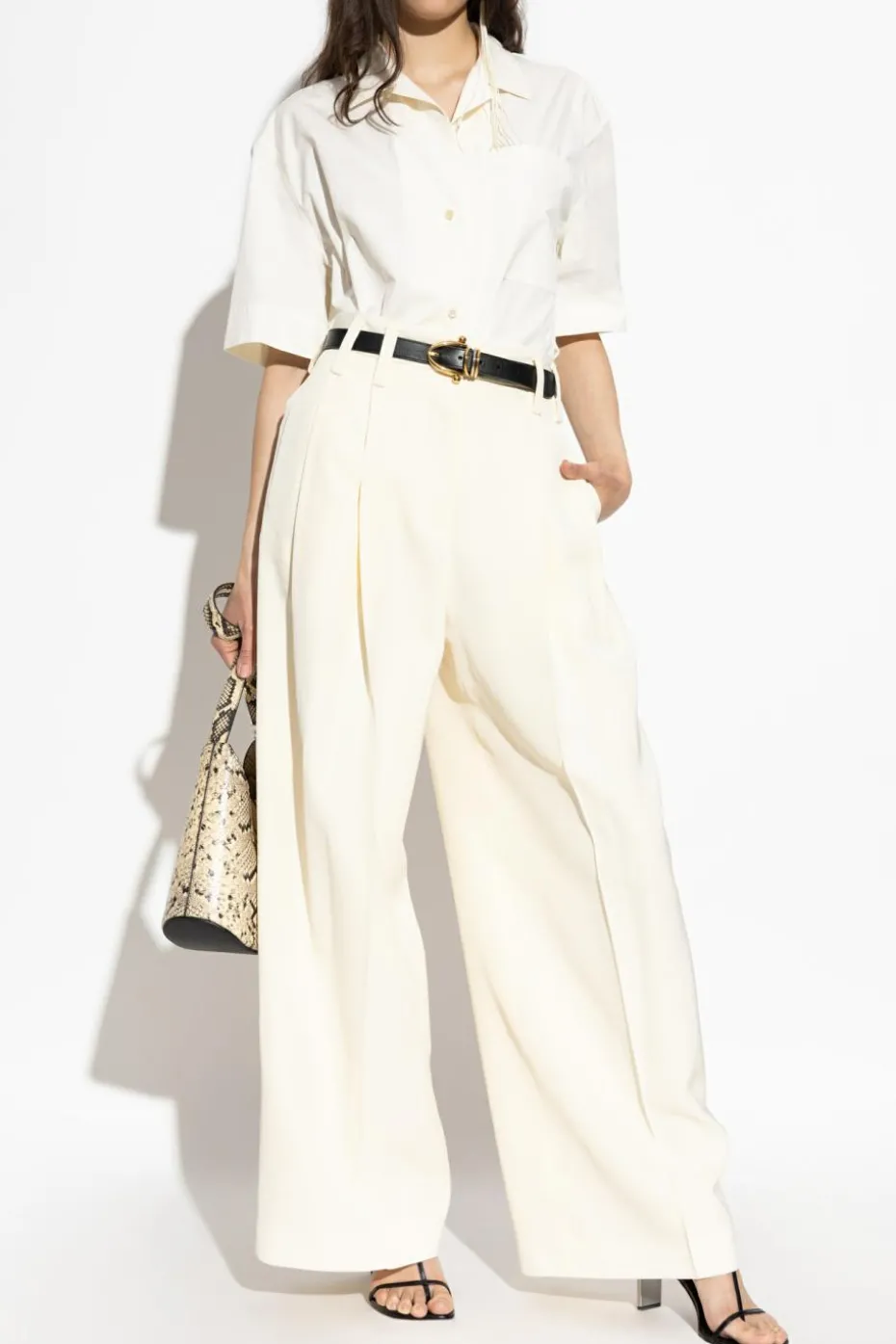 JIL SANDER cream Pleated crease pants