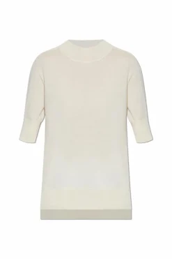 JIL SANDER cream Sweater with stand-up collar