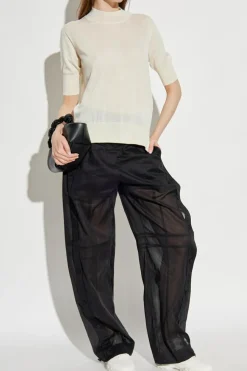 JIL SANDER cream Sweater with stand-up collar