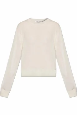 JIL SANDER cream Sweater with side slits