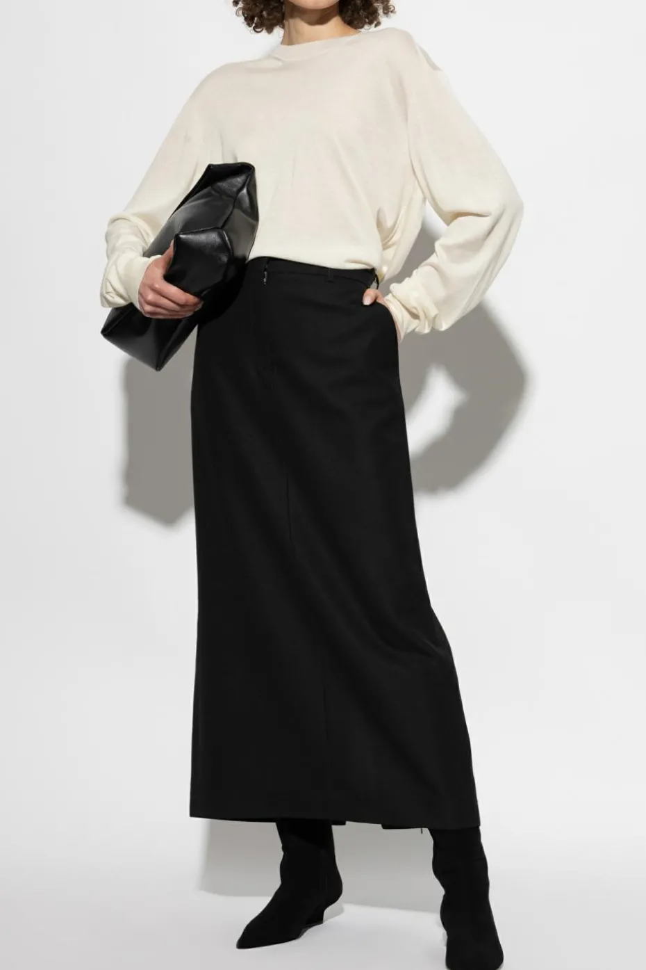 JIL SANDER cream Sweater with side slits