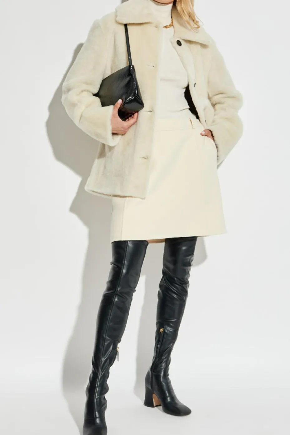 JIL SANDER cream Wool skirt