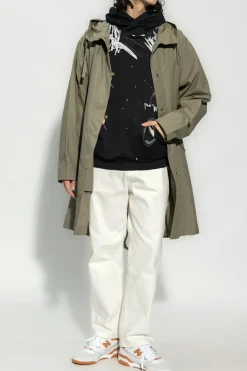 JIL SANDER GREEN Hooded coat