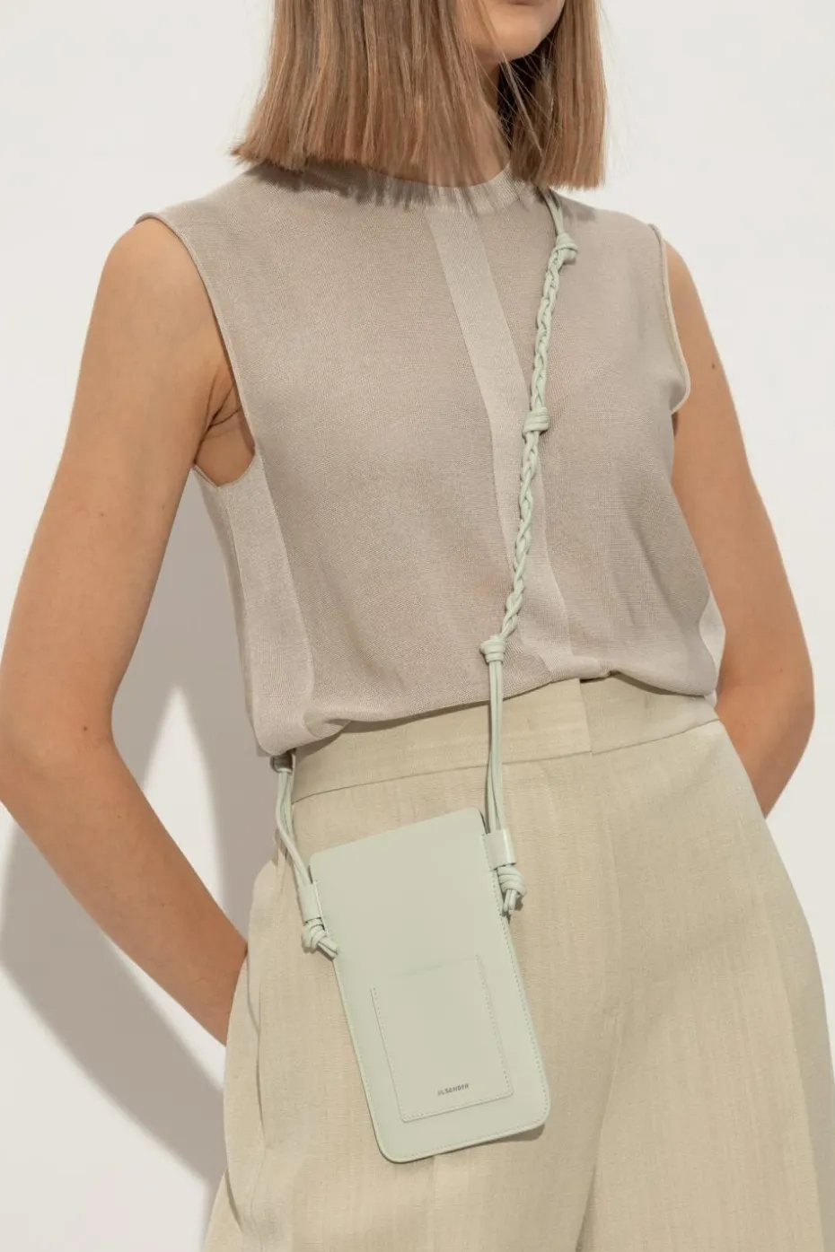 JIL SANDER GREEN Leather phone case