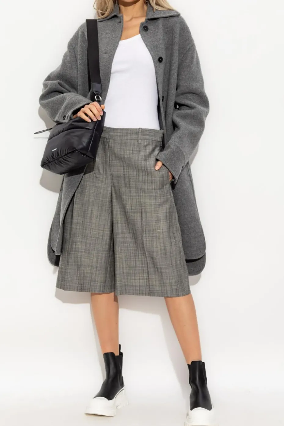 JIL SANDER GREY Wool coat
