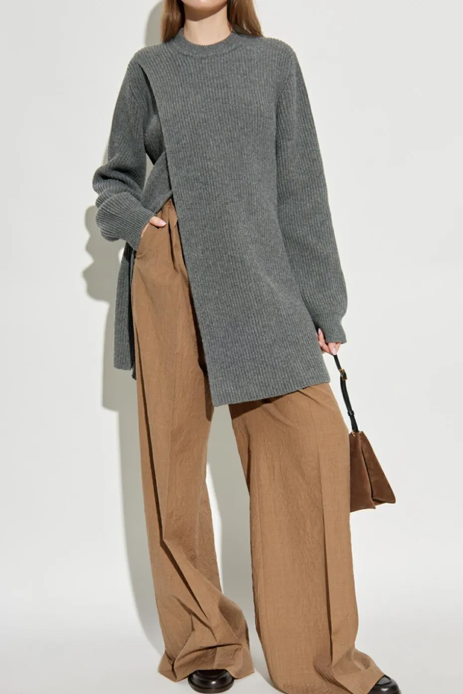 JIL SANDER GREY Wool sweater