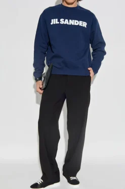JIL SANDER NAVY BLUE Sweatshirt with logo