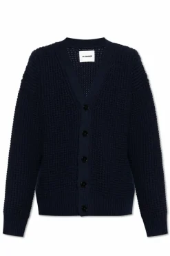 JIL SANDER NAVY BLUE Wool cardigan