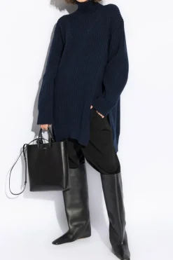 JIL SANDER NAVY BLUE Woolen turtleneck