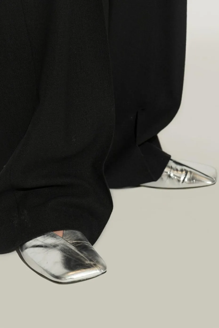JIL SANDER SILVER Leather ballerinas