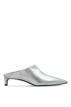 JIL SANDER SILVER Leather high-heeled shoes