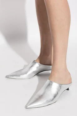 JIL SANDER SILVER Leather high-heeled shoes