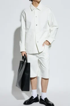 JIL SANDER WHITE Bermuda shorts with logo