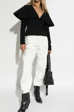 JIL SANDER WHITE Jeans with decorative finish