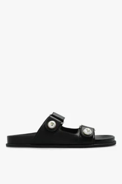 Jimmy Choo BLACK ‘Fayence’ leather slides