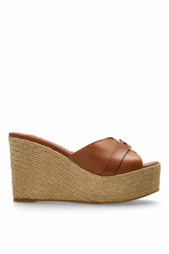 Jimmy Choo BROWN Wedge Slide Sandals "Leda"