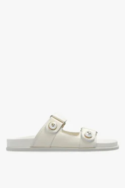 Jimmy Choo cream āFayenceā leather slides