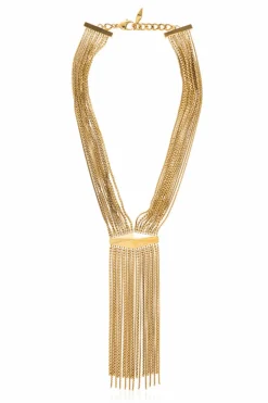 Jimmy Choo GOLD "Zandra" necklace with tassels
