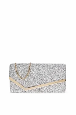 Jimmy Choo SILVER Clutch `Emmia`