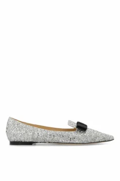 Jimmy Choo SILVER ‘Gala’ ballet flats with glitter