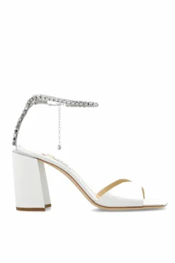 Jimmy Choo WHITE ‘Saeda’ platform sandals in satin