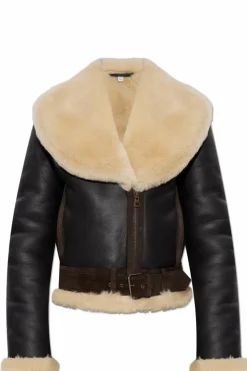 JW Anderson BROWN Sheepskin coat with pockets